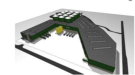 Artist impression van de biogasinstallatie op industrieterrein Chemelot